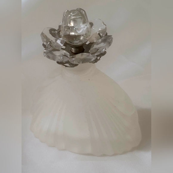 Vintage Frosted Glass Perfume Bottle With Rose and Bead Stopper by Studio Silver - Picture 6 of 7